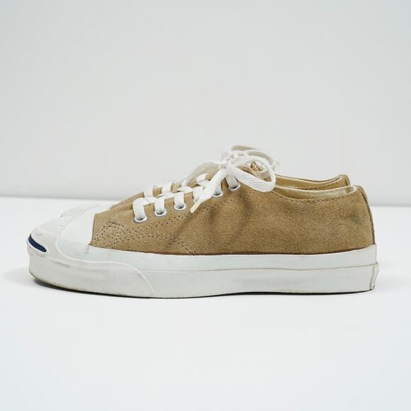 Vintage 1990s Converse Jack Purcell Sneakers USA Made Beige Suede Size 6 Rare main image 8
